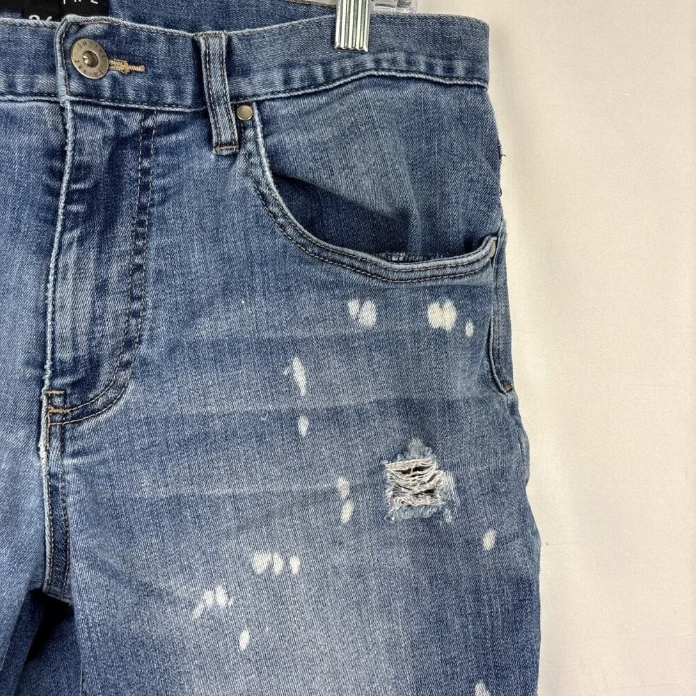 Empyre Denim Shorts Men's Size 34 Y2K Blue Distressed Cuffed Hem 11